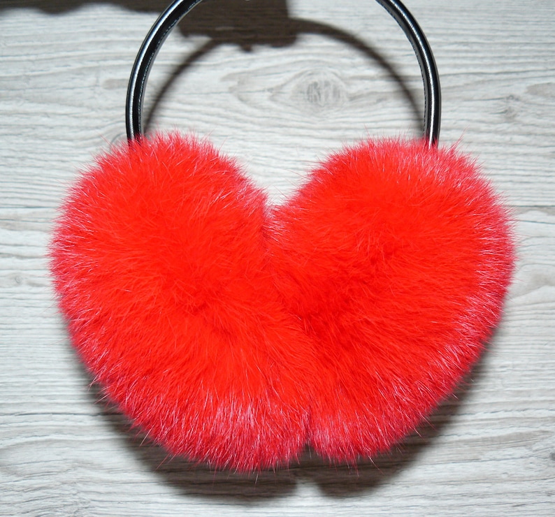 Real fur earmuffs for women and girls Rabbit fur ear muffs Red warm earmuffs Gift for her Birthday gift