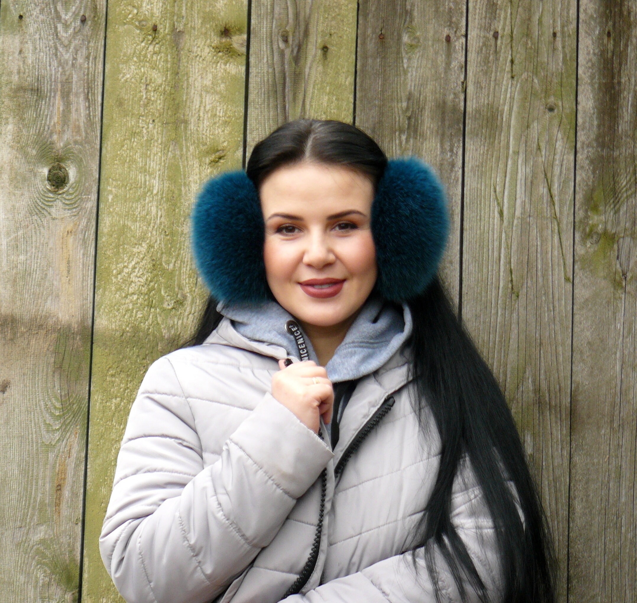 Fox Fur Ear Muffs Women Blue Fluffy Earmuffs Real Fur Etsy