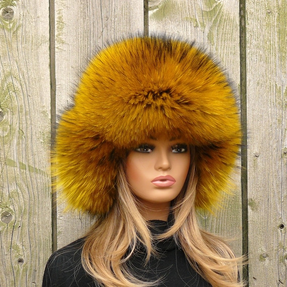 Cappello di pelliccia di procione da donna, cappello invernale in