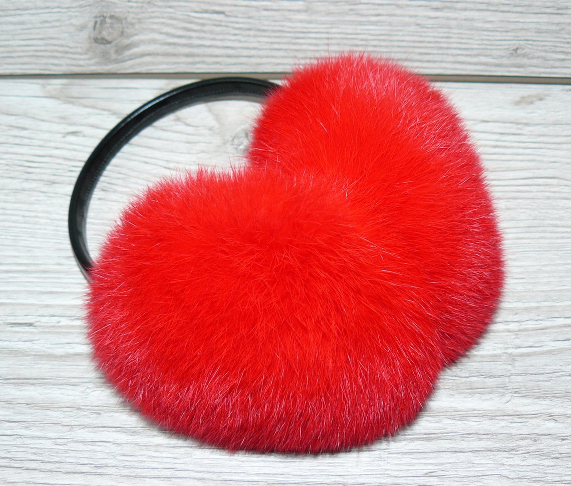 Red Earmuffs Real fur Earmuffs Rabbit fur Ear Muffs Red Etsy