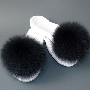 Real Fox Fur Pompom Shoe Clips, Black Puff Clips, Furry Shoe Brooch, Fluffy Shoe Decorations, Bohemian Shoe Accessories, Gift for Girlfriend
