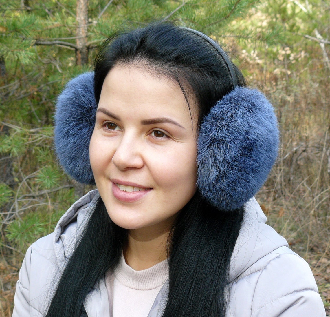Real Fur Earmuff Ear Muff Women White Fur Earmuffs Rabbit Etsy