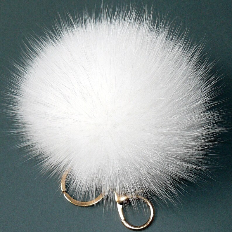 Genuine Fur Keychain Bag Charm, Fuzzy Keyring, Real Fur Key Chain, White Fluffy Accessory, Handbag Charm, Purse Charm image 3