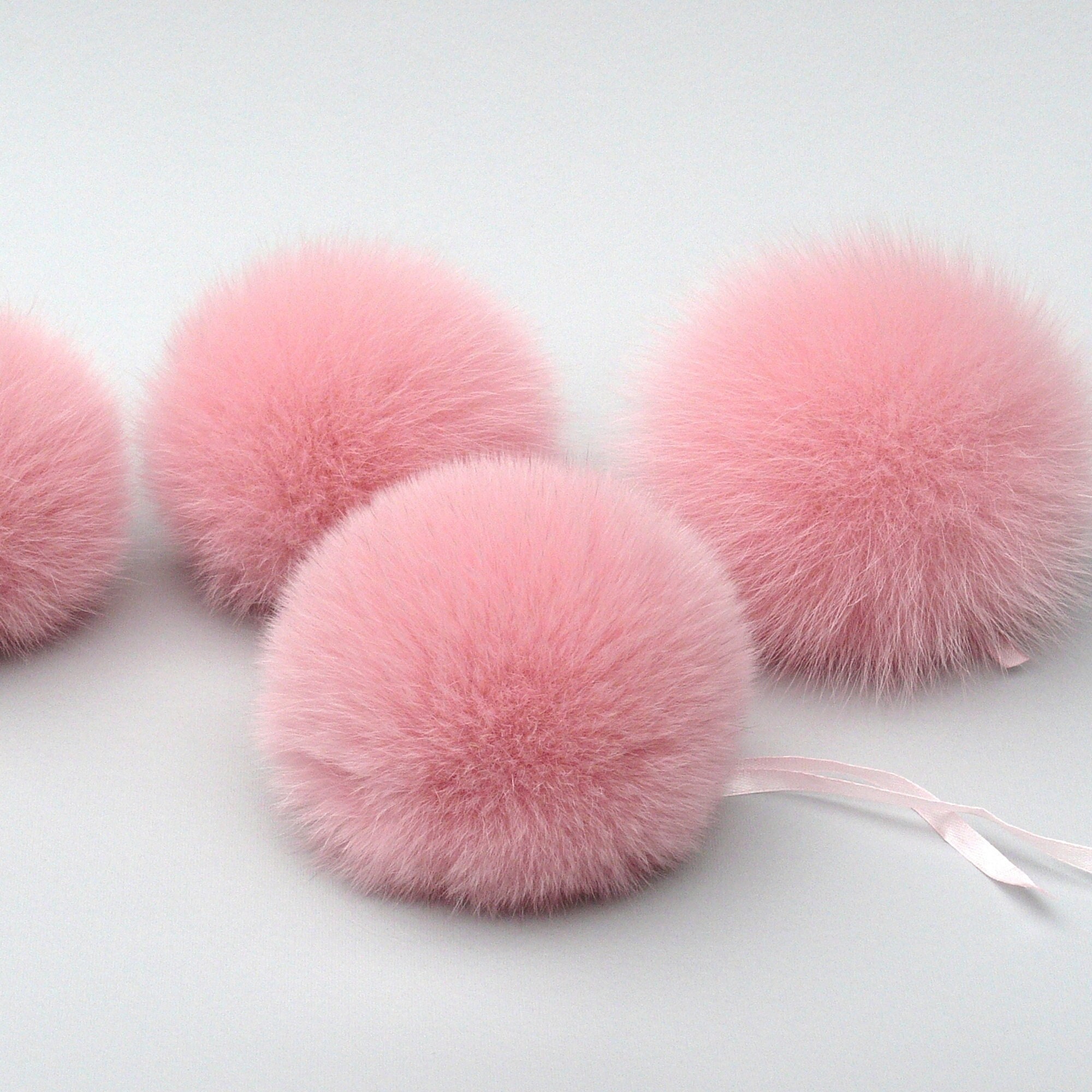 Luxury Multicolor Pink Cream Tan and Grey Pom Pom for Hat Large Pastel  Pompom With Long Pile Faux Fur Detachable Super Soft Fluffy Puff Ball 