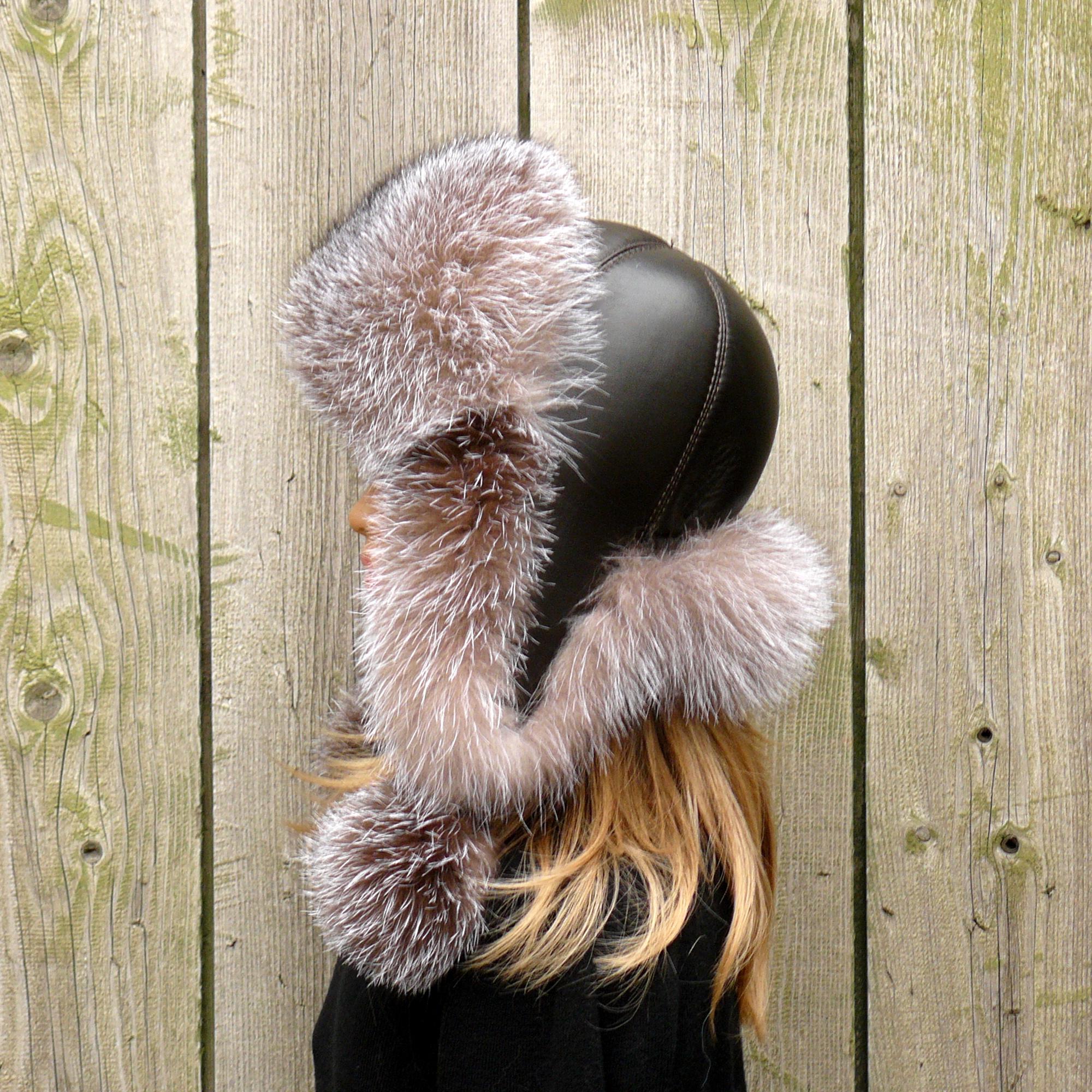 Women's Real Fox Fur Trapper Hat With Ear Flaps, Real Fur Winter