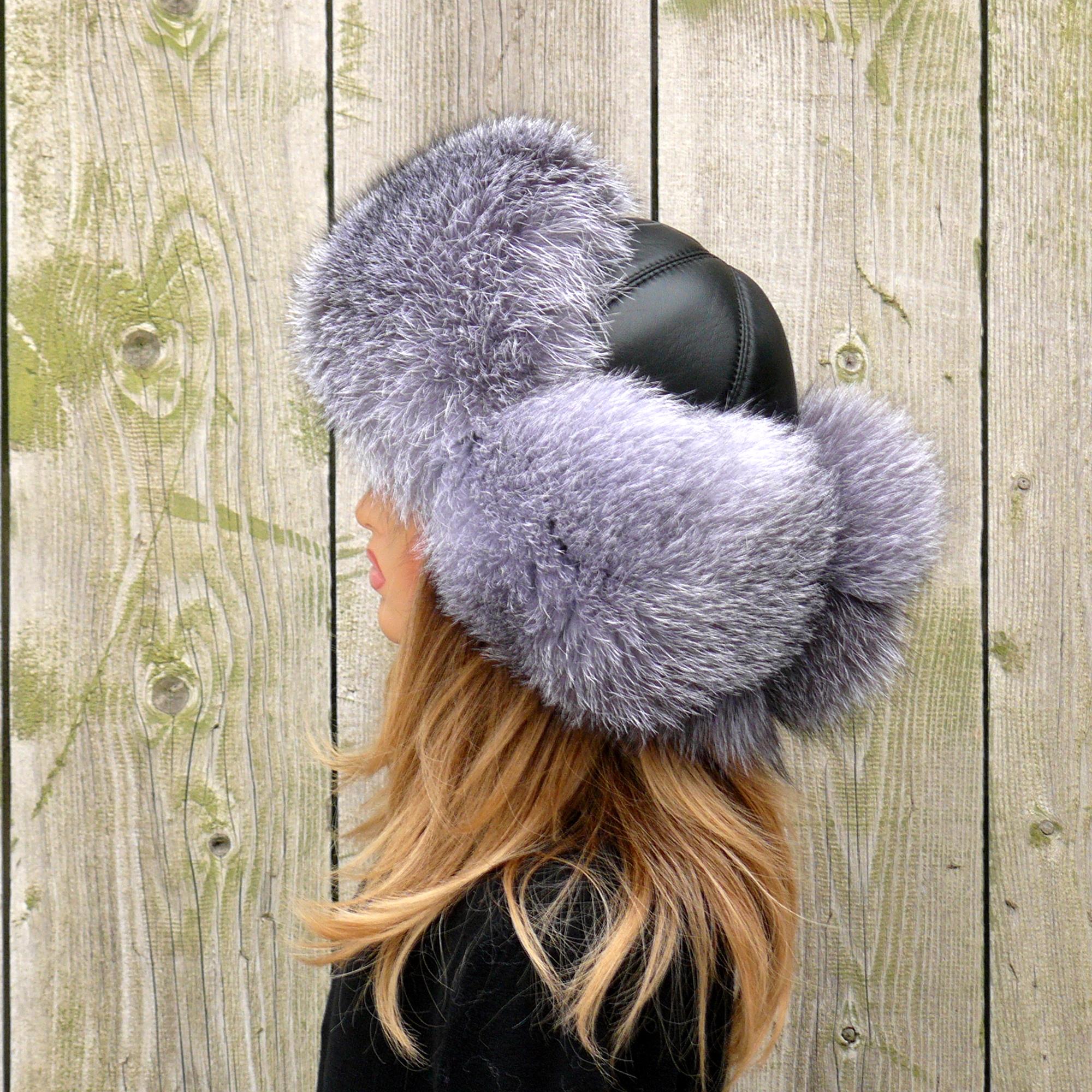 ❤️? Cozy Faux Fur Trapper Hat with Earflaps Real Silver Fox Trapper Hat for Men, Oversized Men main image 3