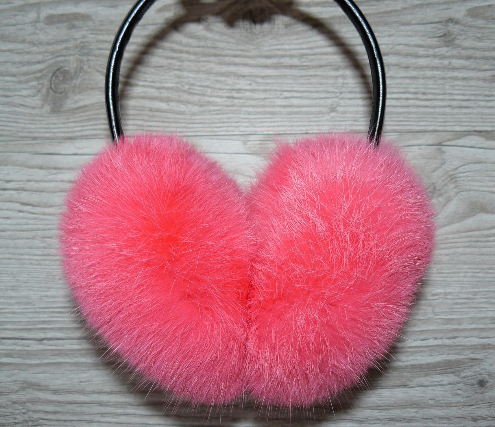 Pink Fur Earmuffs Winter Earmuffs for women Rabbit fur ear Etsy