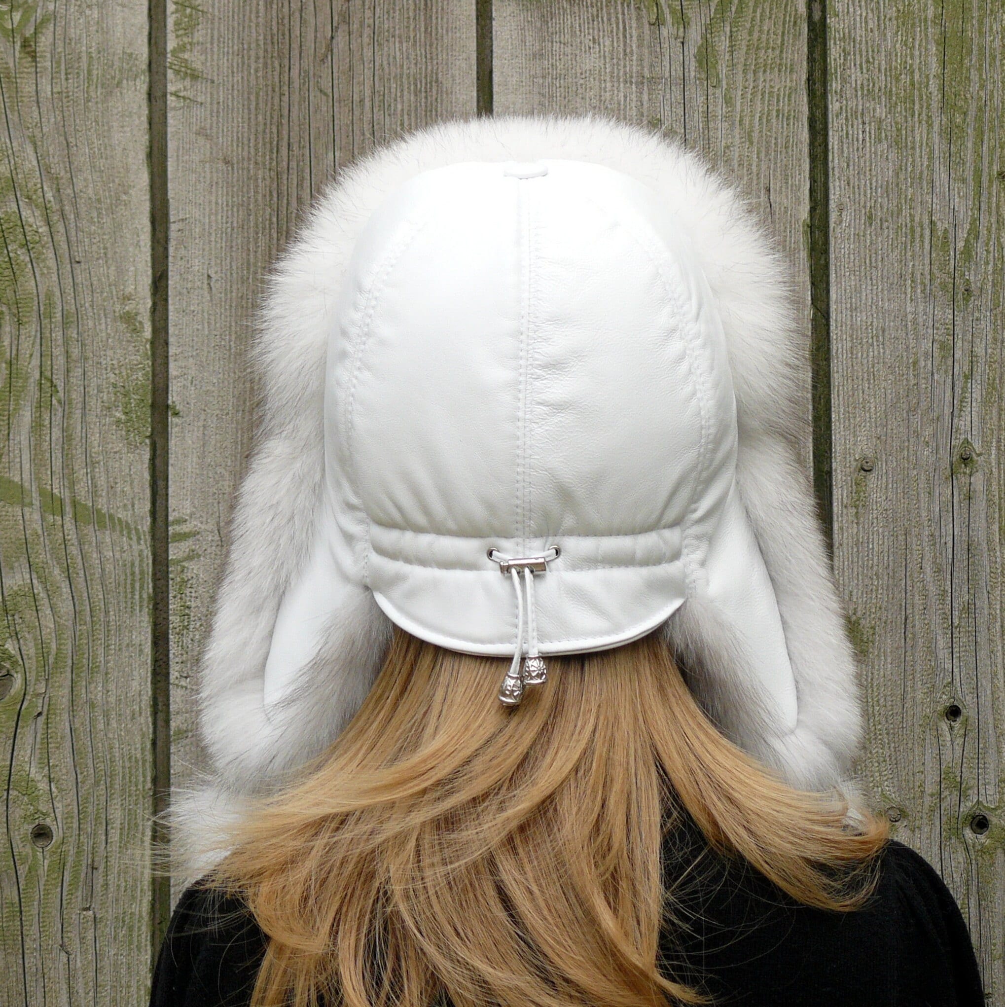 White Fur Hat for Women, Fur Trapper Hat, Fox Fur Hat, Fur Head