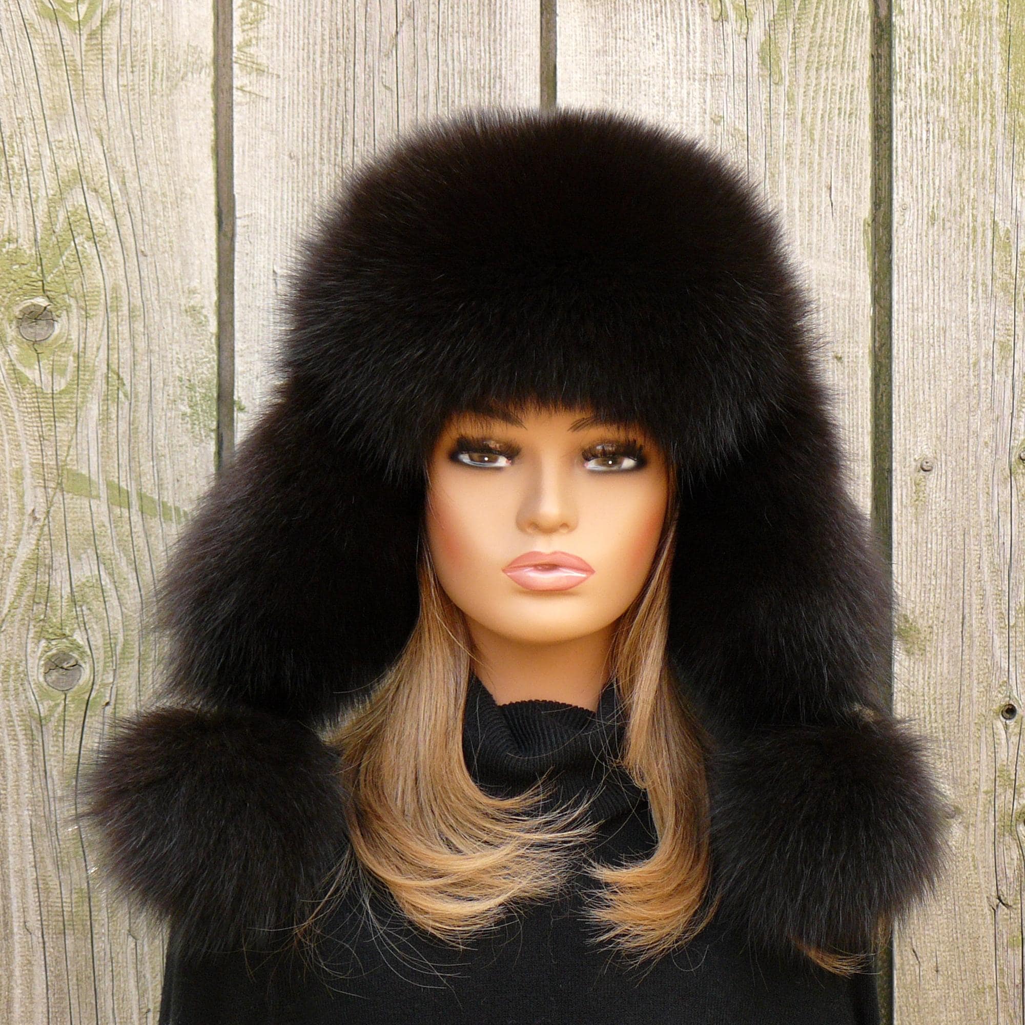Dark Brown Arctic Fox Fur Hat, Soft Fluffy Winter Hat, Fur 