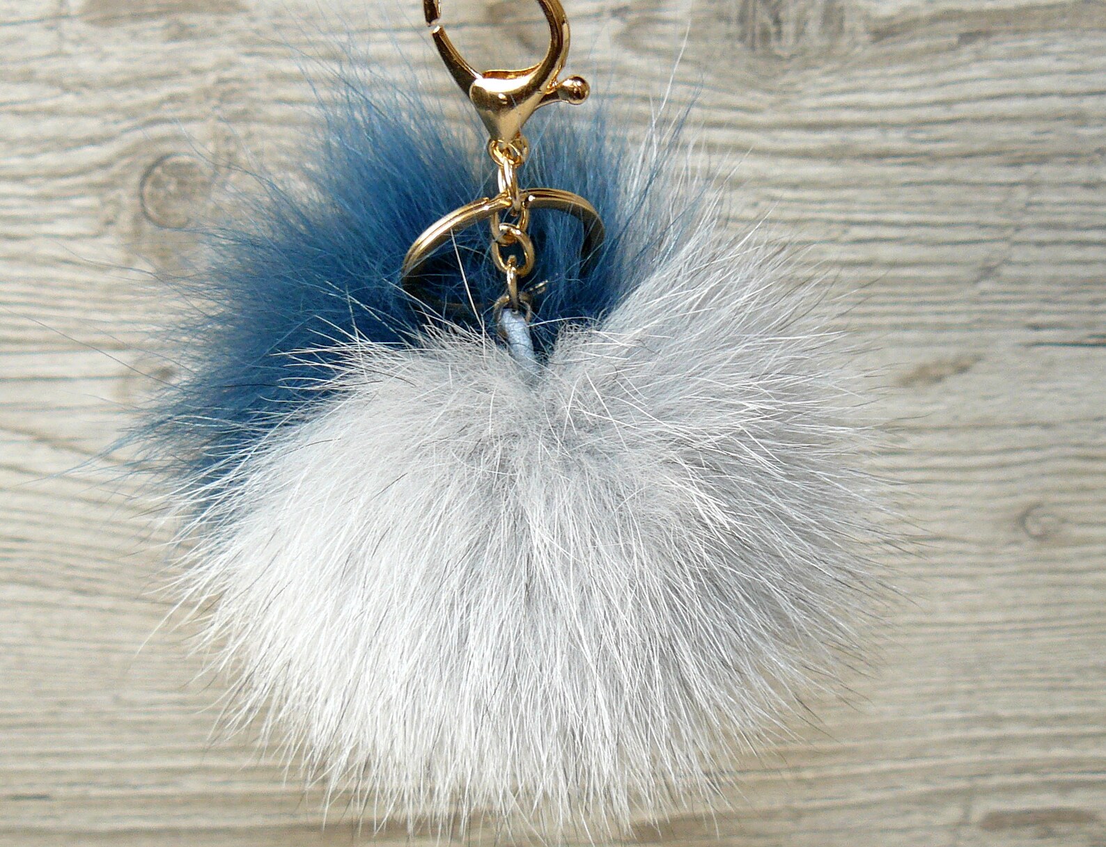 Fur pom pom keychain Real Fur Light gray furry key chain bag Etsy