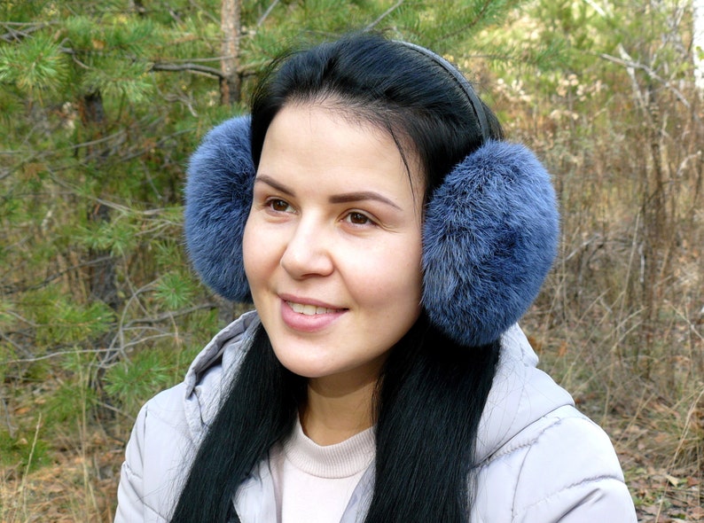 Real Fur Earmuff Ear Muff Women White Fur Earmuffs Rabbit Etsy