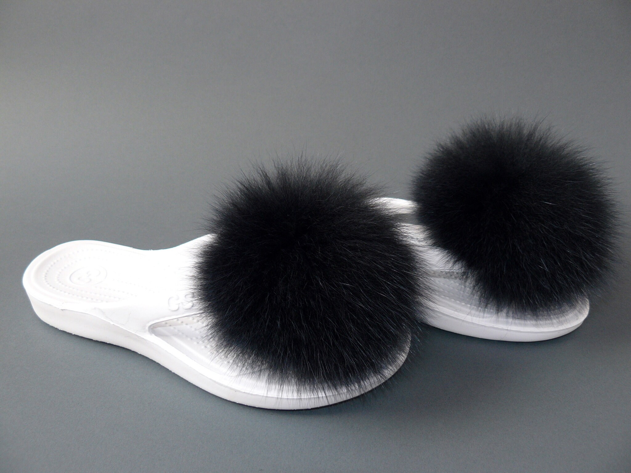 Fur shoe clips Real fox fur pom pom shoe clips shoe clip Etsy