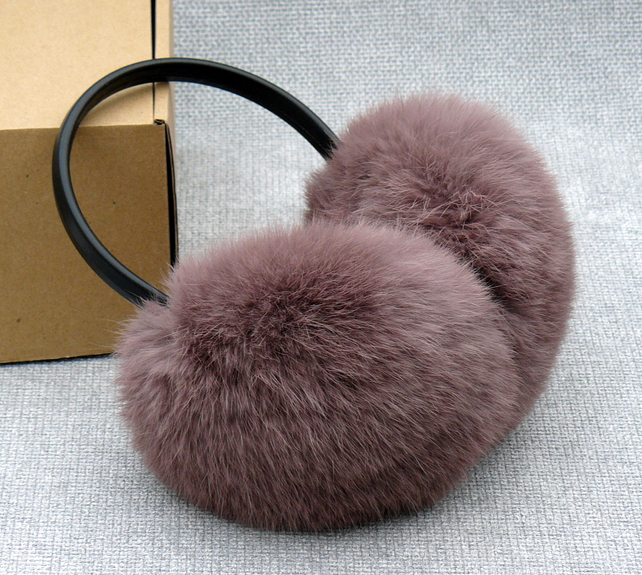 Rabbit fur ear muffs Ear warmers Warm earmuffs Beige Etsy
