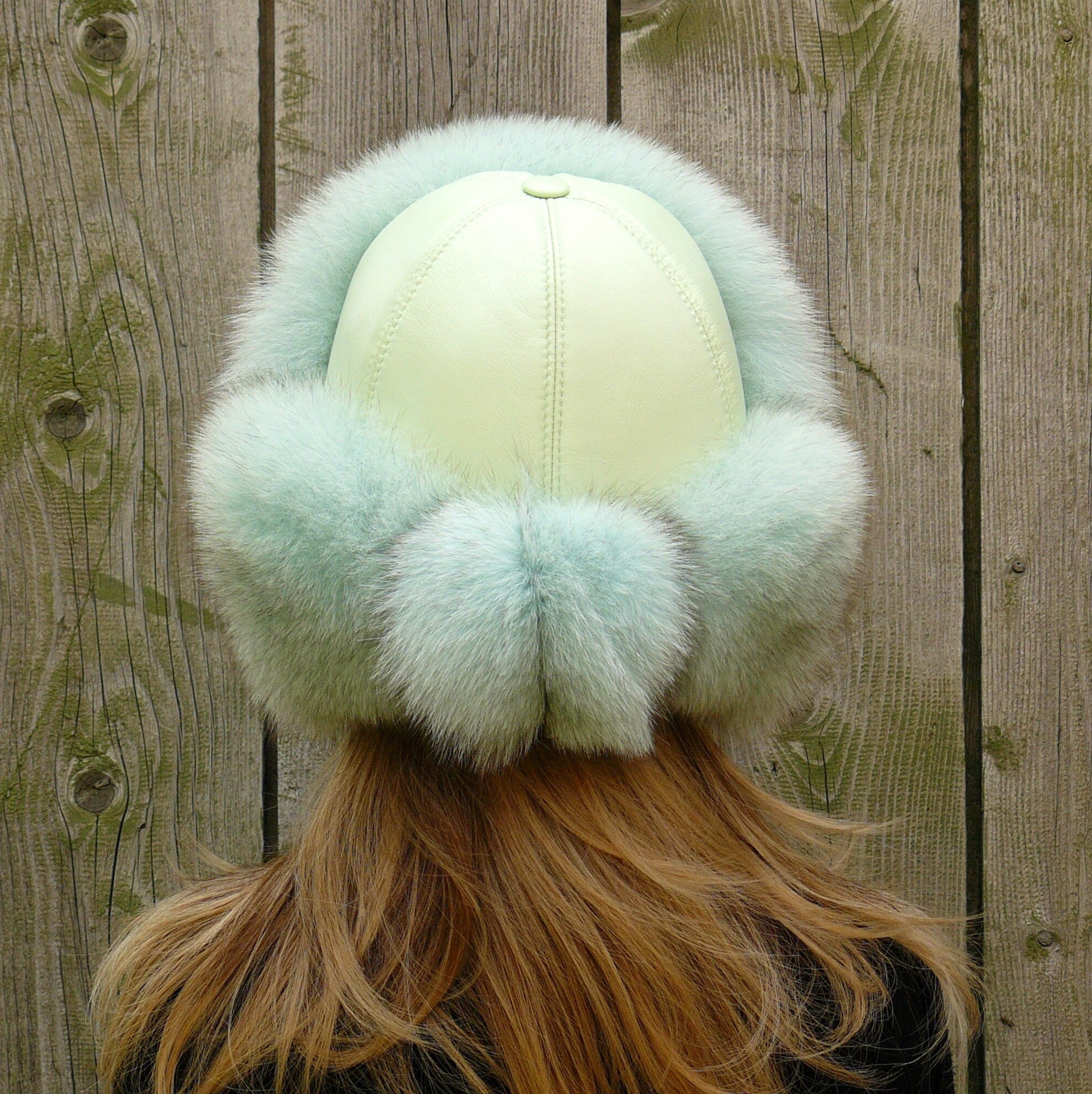MINT BEIGE RABBIT FUR HAT W/DESIGN CAP WOMEN WOMAN SIZE ALL il_fullxfull.7443560523_nftu.jpg main image 3