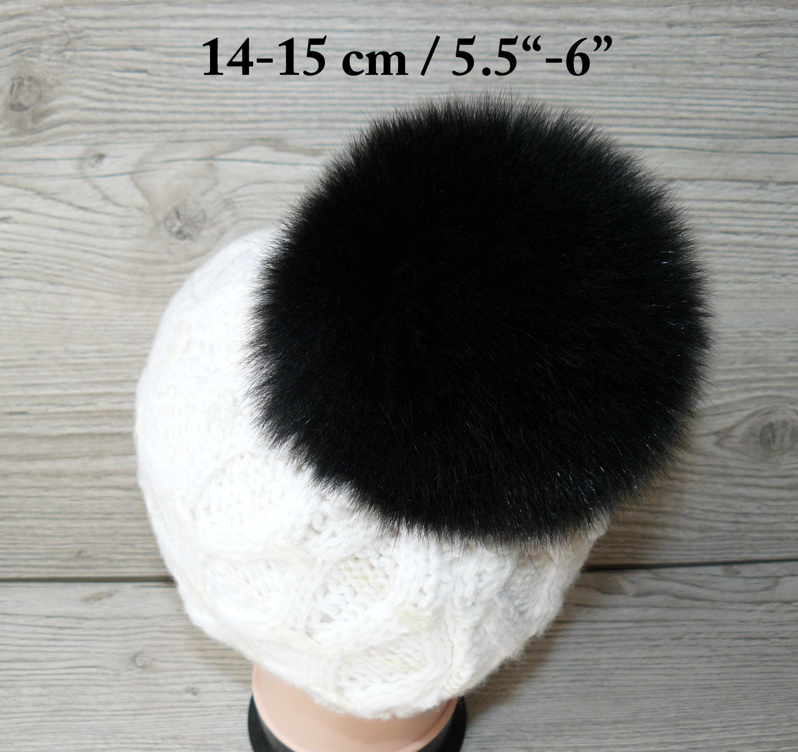 Real Fox Fur Pom Pom Black color 5 inchs Hat Raccoon Pompom Fox Fur Po –  World Trimmings
