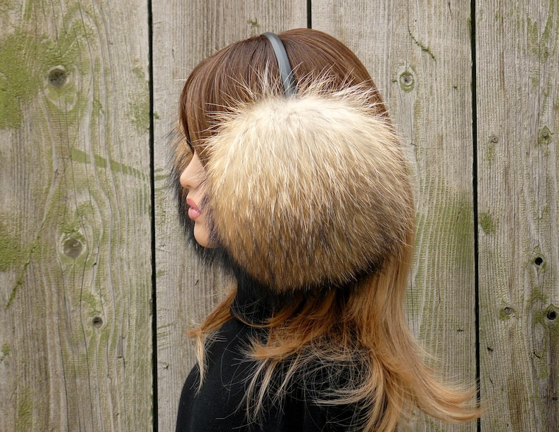 Beige Real Fur Ear Muffs for Woman Raccoon Fur Earmuffs Warm Etsy