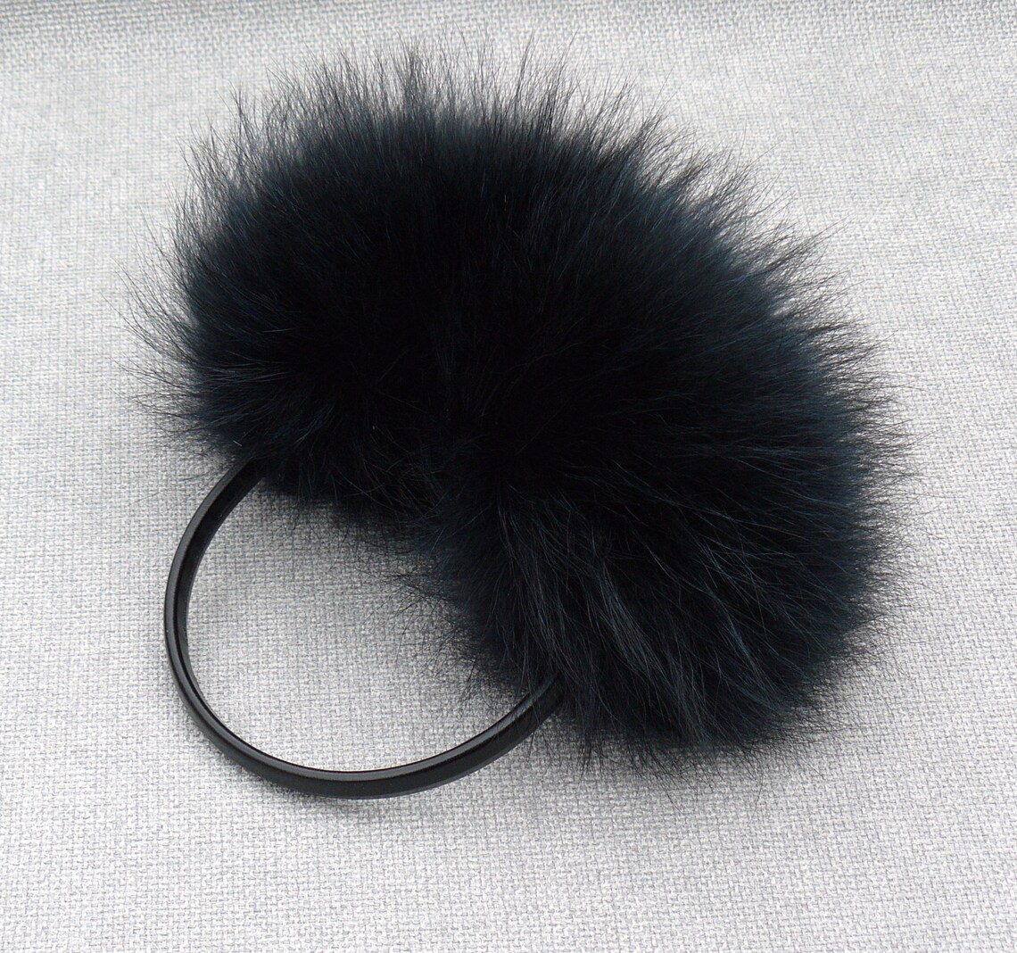 Navy Blue Earmuffs Fur Head Accessories Raccoon fur ear Etsy
