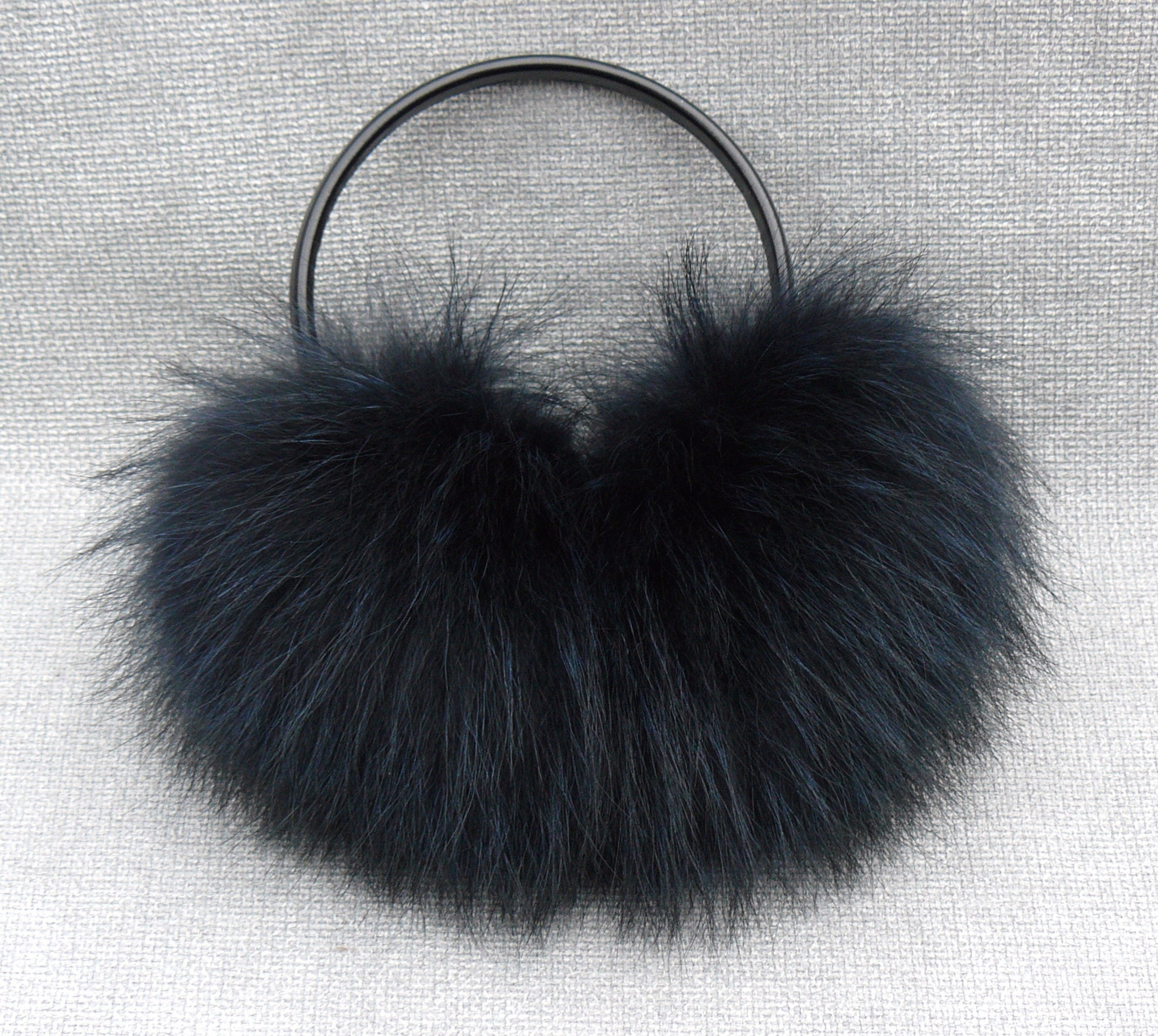 Navy Blue Earmuffs Fur Head Accessories Raccoon fur ear Etsy