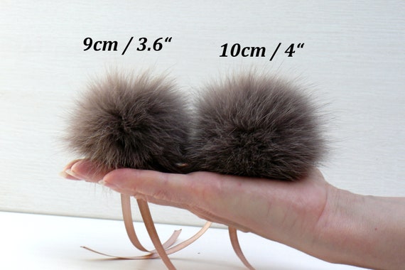 10-15cm Large Hair Plush Keychain Fur Ball for Beanie Hat Faux