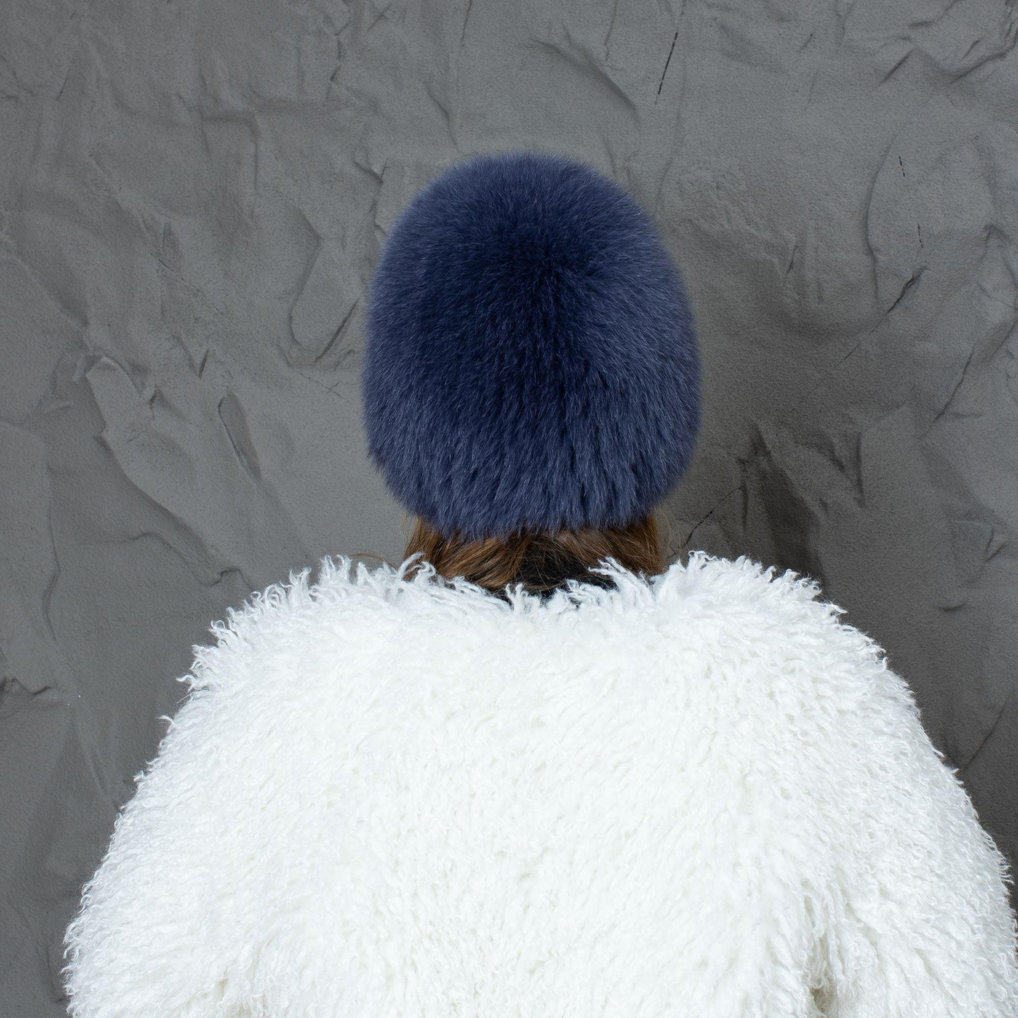 White Real Fox Fur Winter Hat, Ladies Fluffy Beanie, Oversized