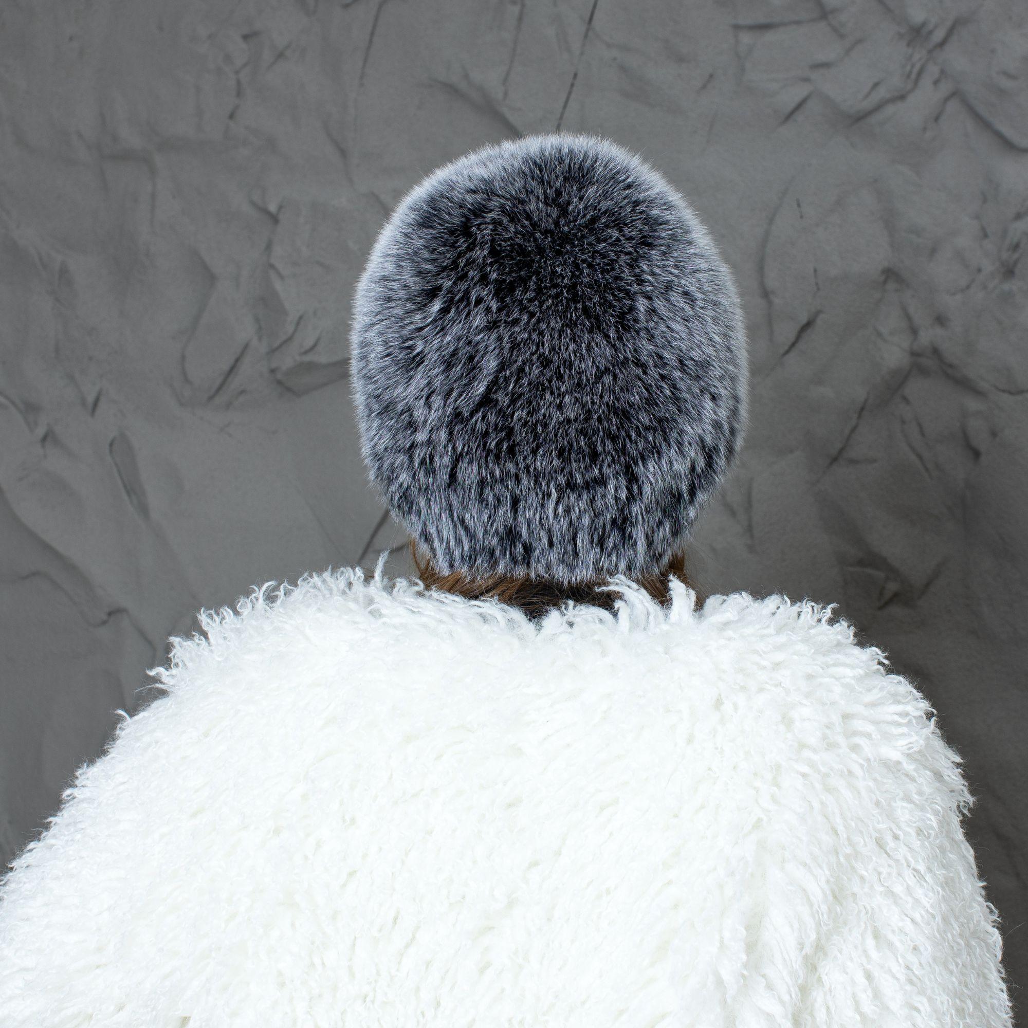 White Real Fox Fur Winter Hat, Ladies Fluffy Beanie 