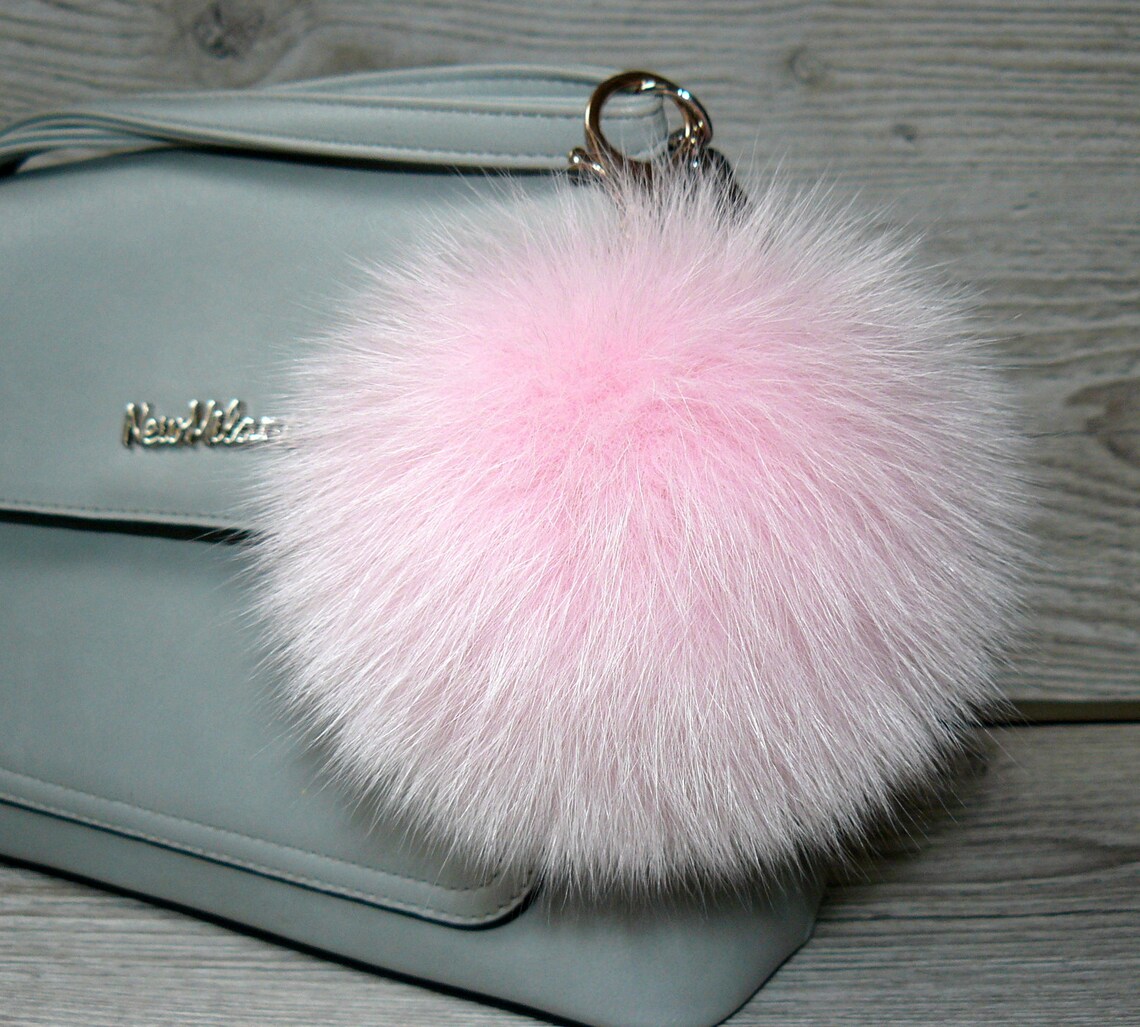 Pink Fur Keychain Furry Key Chain Bag Charm Fluffy Key Fob | Etsy
