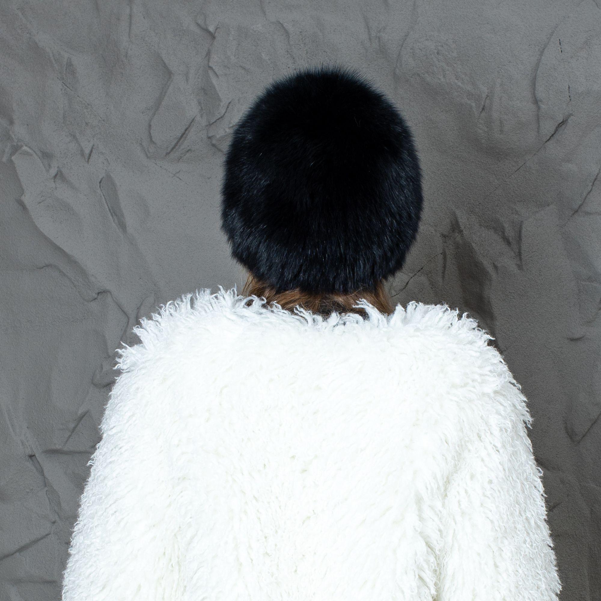 FURSTORY Fox Fur Hat – White - Beanie Style. NWT. White Rabbit Fur Beanie with Fox Pom – Surell Accessories main image 4