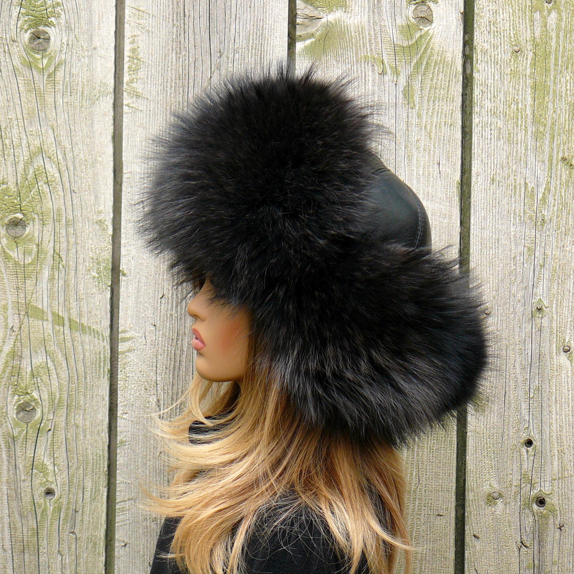 Dark Gray Furry Ushanka Hat, Real Fur Trapper Hat With Ear  display picture 1