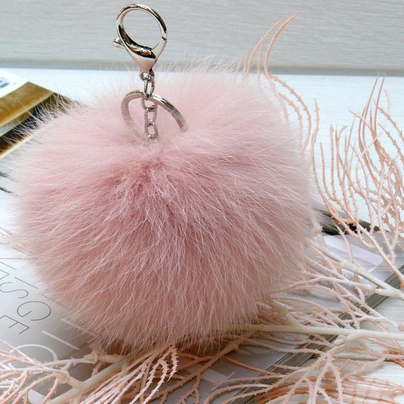 Pom Pom Keychain Fur Puff Ball Key Ring Fluffy Bag Accessories Car Charm  Pendant 