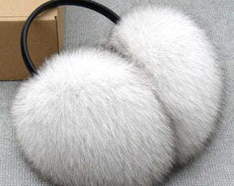Fur Ear Muffs Women, Real Fox Fur Earmuffs, Winter Ear  display picture 3