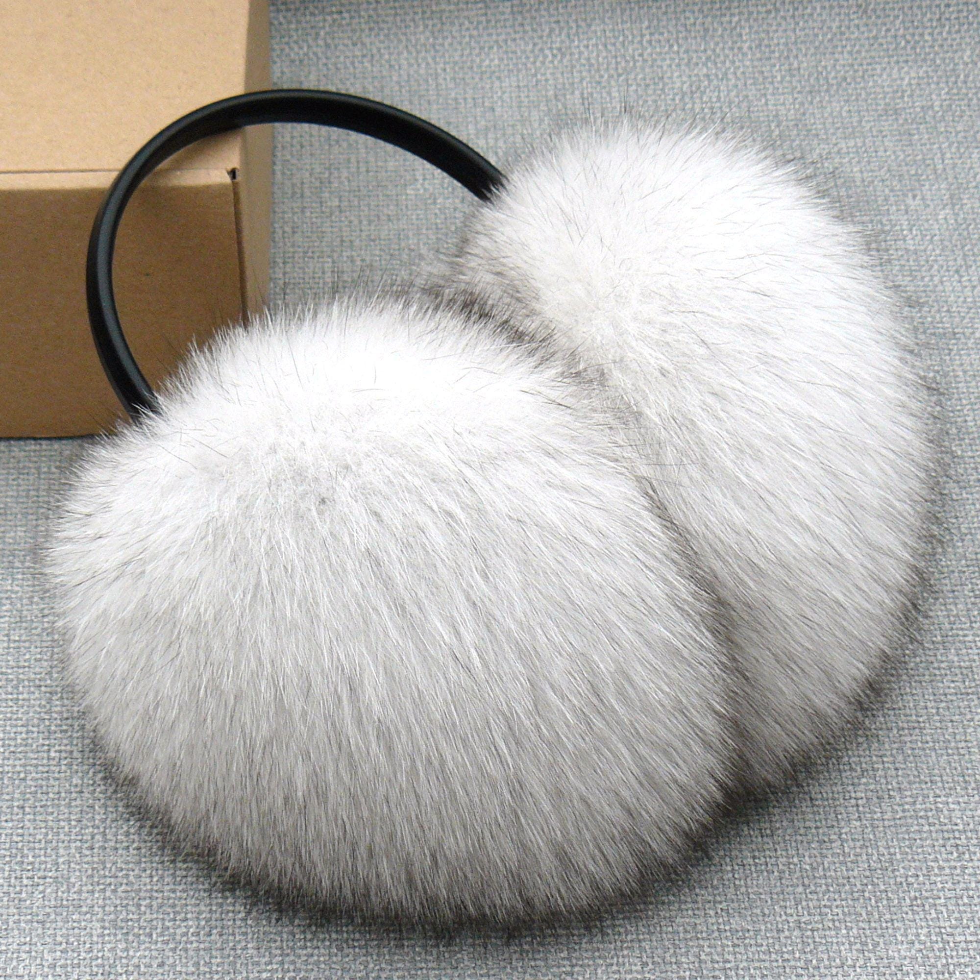 genuine Arctic fox fur earmuffs size small fox-fur-ear-muffs-with-velvet-  main image 2