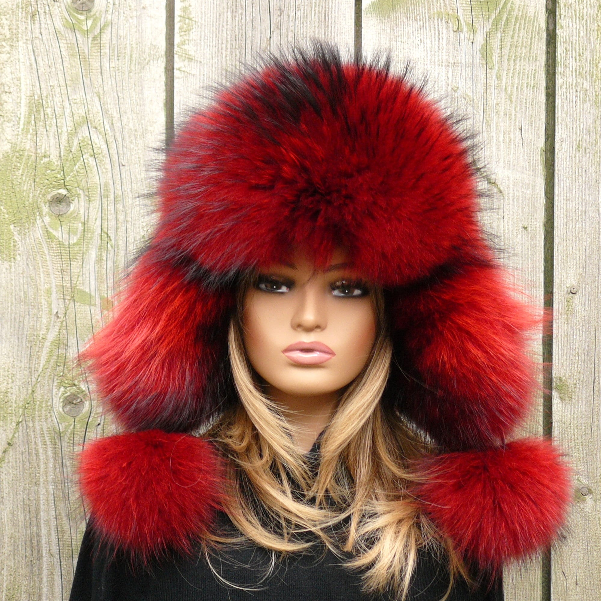 Fluffy Fur Trapper Hat for Women, Raccoon Fur Ear Flap Hat, Oversized ...