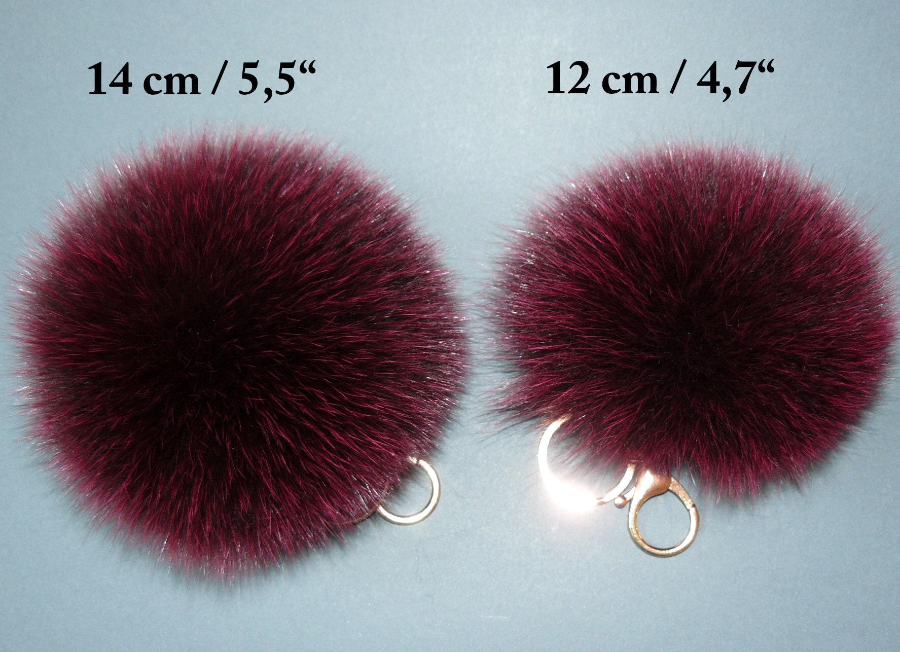 Glitter Heart Tassel Fur Ball Keychain - Red Rhinestone Purse Charm For Women & Girls