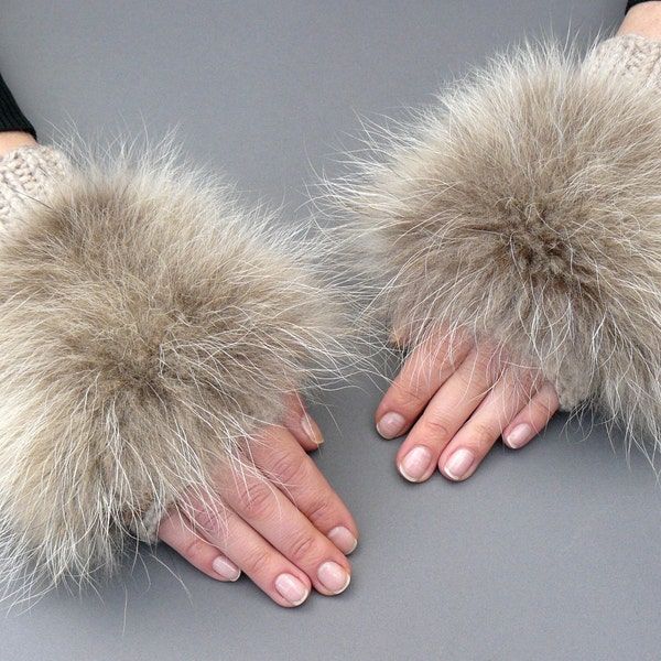 Fur fingerless gloves woman, Furry mittens, Fox fur mittens, Real fur gloves women, Flufft fingerless mittens, Warm gloves | 4 colors