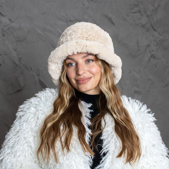 Fur Bucket Hat Women, Winter Hat With Brim, Flapper Hat  display picture 1