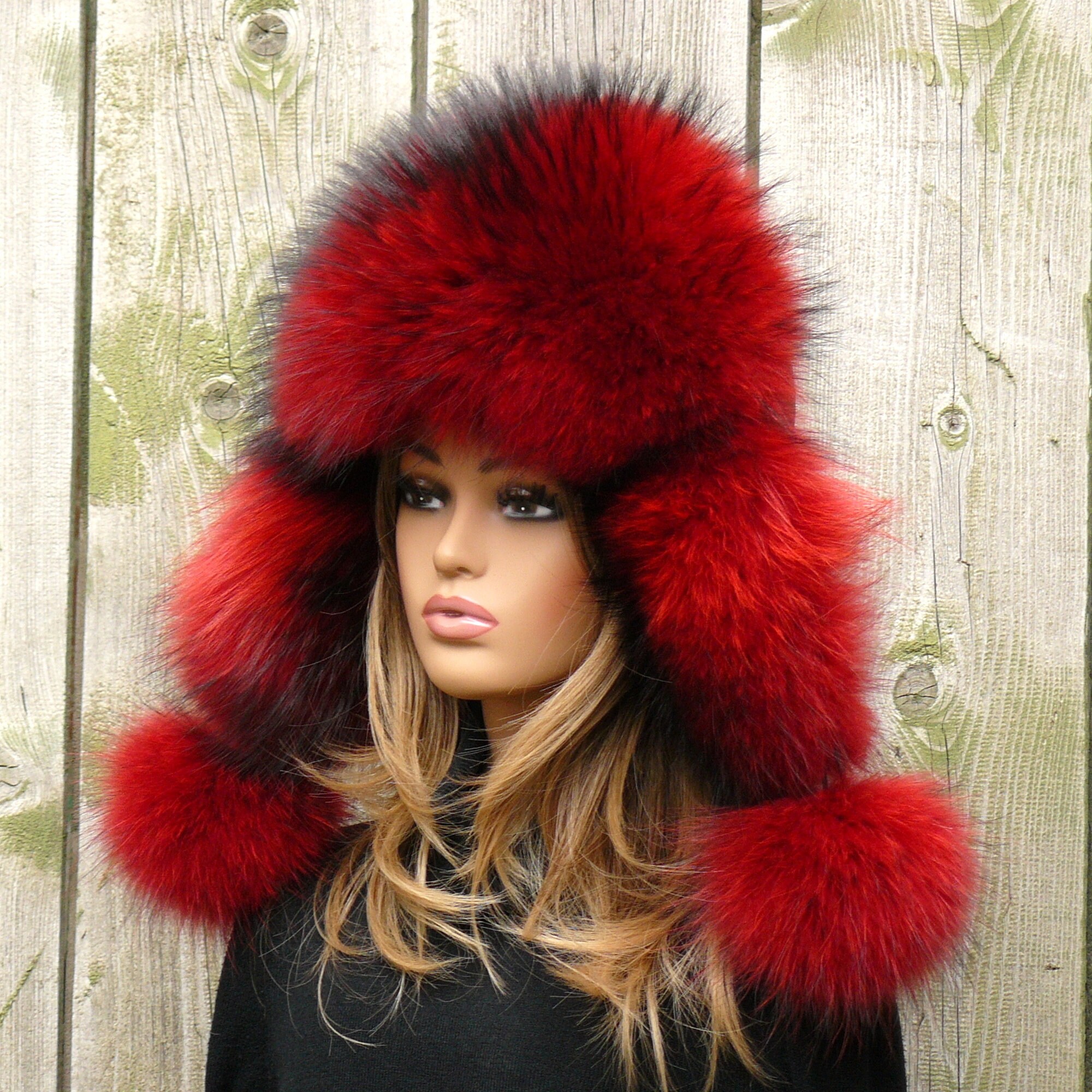 Fluffy Fur Trapper Hat for Women, Raccoon Fur Ear Flap Hat