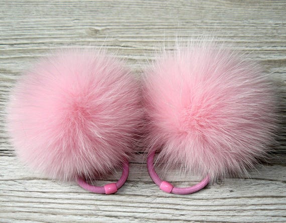 Pink Mink Fur Ponytail Holder New Mink Fur Scrunchie Ponytail Holder Hair Tie Fur  main image 2