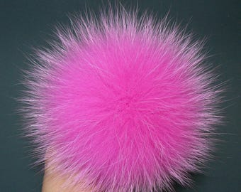 Echter Fuchs Pelzpom Pom, Abnehmbarer Pom Pom, Rosa Pelzpompom für Mütze, Echter Fuchs, Abnehmbarer Pom Pom, Geschenkidee, DIY Geschenk, Pelz-Accessoires