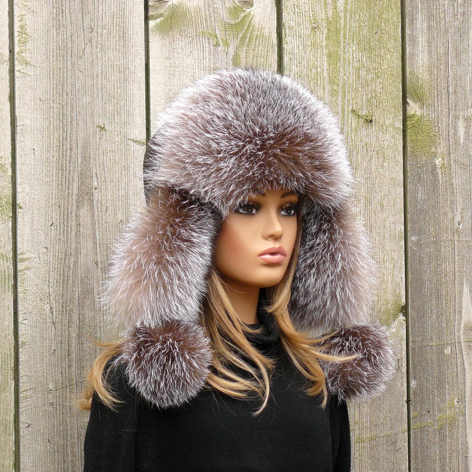 NWT Silver Fox Hat Fur Leather Trapper Russian Ushanka Winter Trooper Gift Silver Fox Fur Hat Trapper Hats – Men main image 2