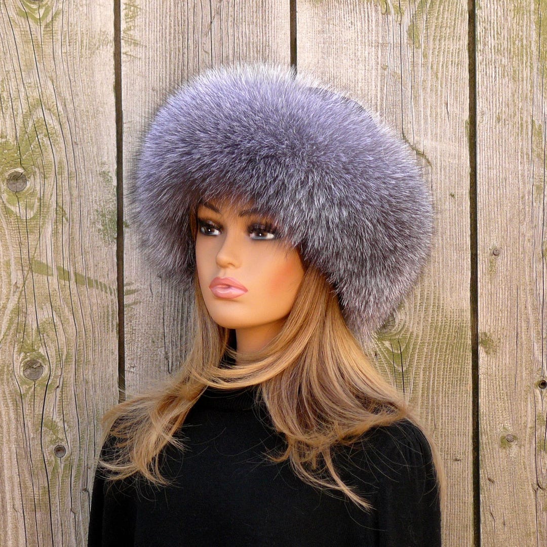 Genuine Silver Fox Fur Genuine Leather Hat