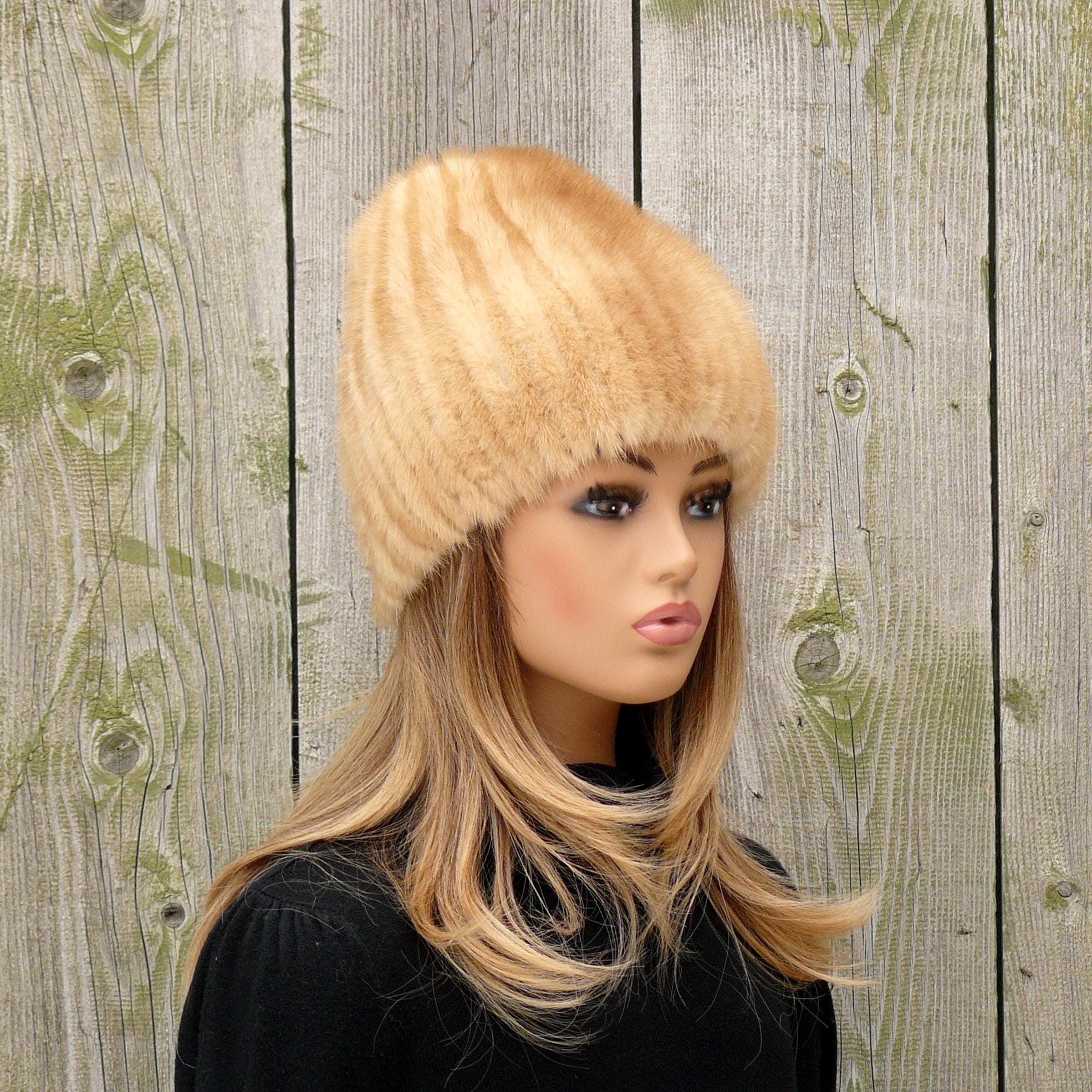 ◆上品なミンクファーの帽子ミンクとシルバーフォックスポンポン付き毛皮リアルファー ◇上品なミンクファーの帽子ミンクとシルバーフォックスポンポン付き