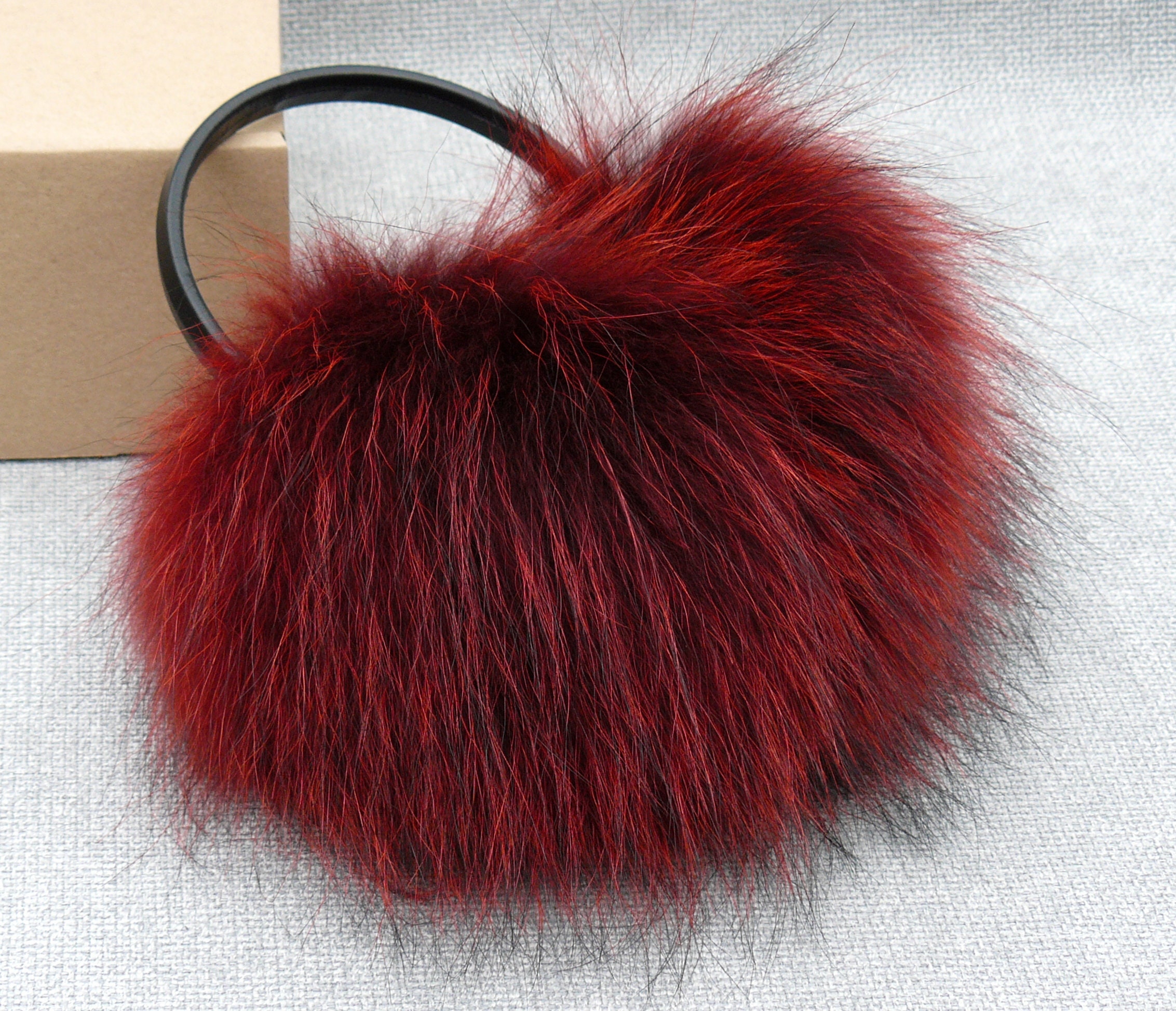 Red Earmuffs Raccoon Fur Ear Muffs Warm Earmuffs Ear | Etsy