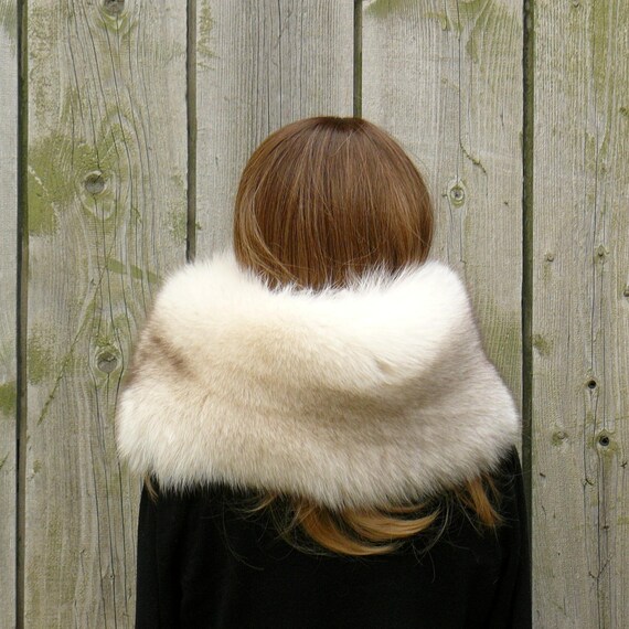 Fluffy Oversized Snood, Cream Fur Neck Warmer, Real Fox Fur 
