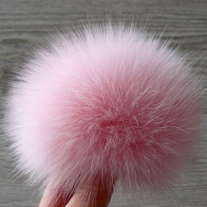 Pon pon di pelliccia Pon pon di pelliccia rosa chiaro per cappello Pon pon di vera pelliccia di volpe Pon pon staccabile Bommel peloso