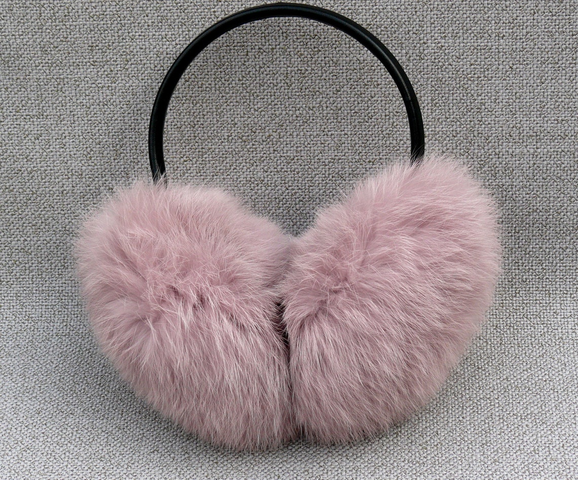 Pink ear warmers Rabbit fur earmuffs Fluffy ear muffs Warm Etsy