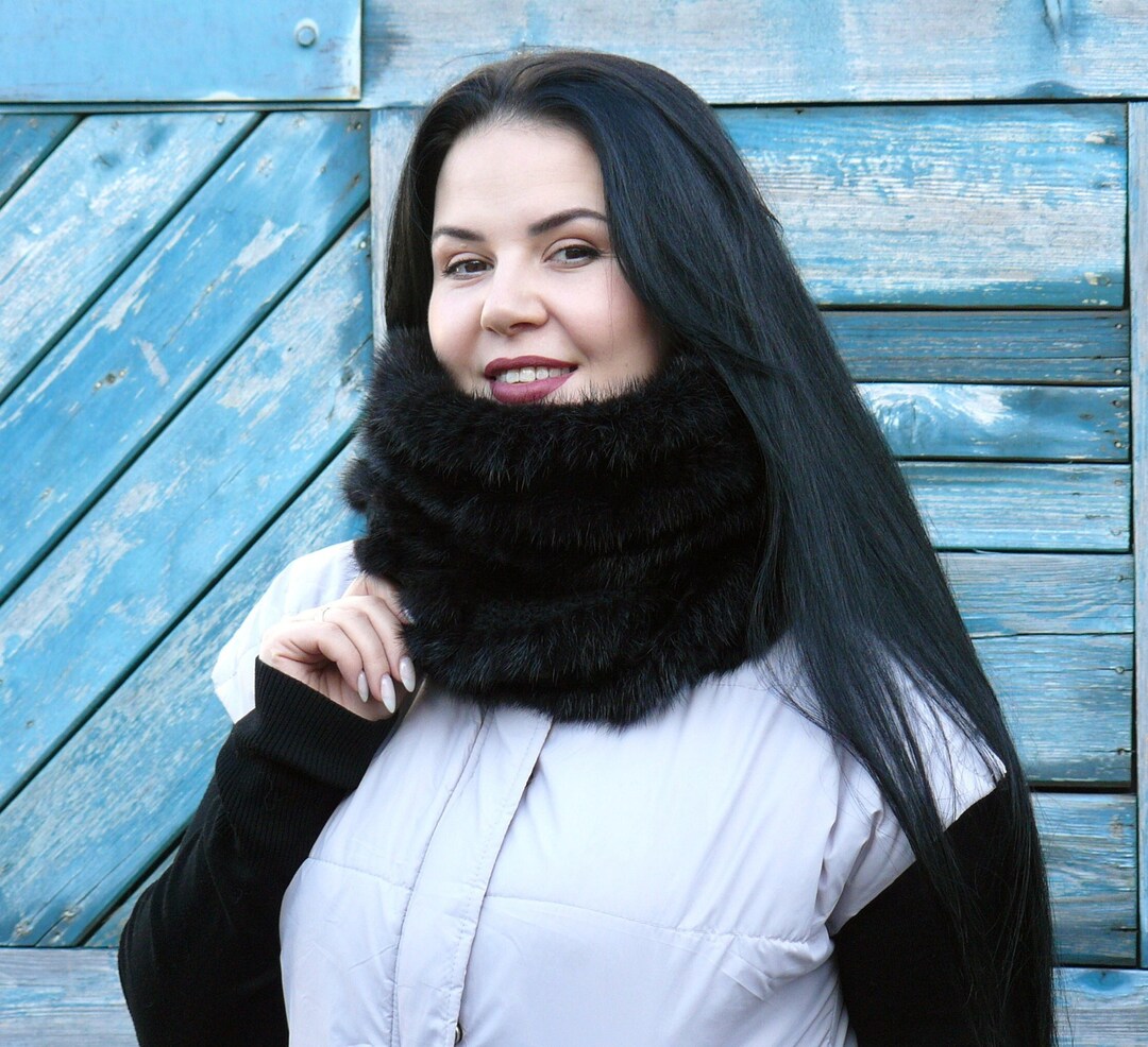 Black Mink Scarf Minky Fur Infinity Scarf Real Mink Fur Etsy Australia
