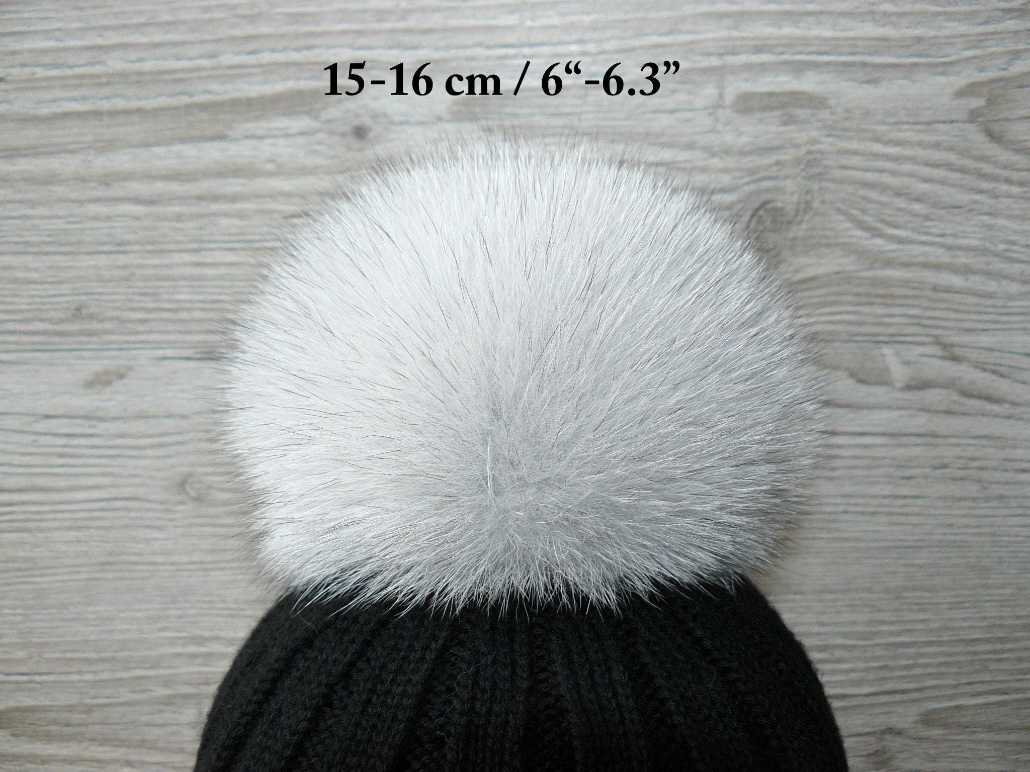 Pompon En Fourrure Renard Gris Et Marron - 17 Cm - Neuf Sans étiquette - Décoration
