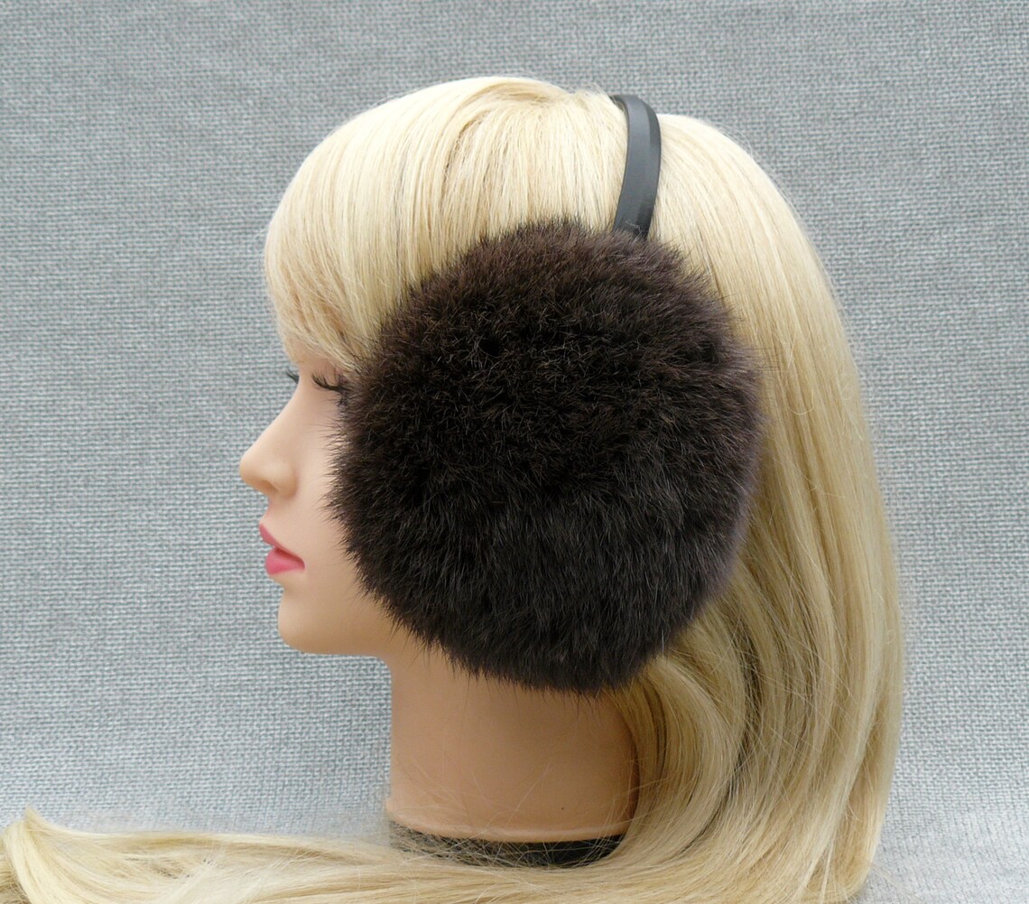 Real fur earmuffs Brown Fur Brown Earmuffs Rabbit fur ear Etsy