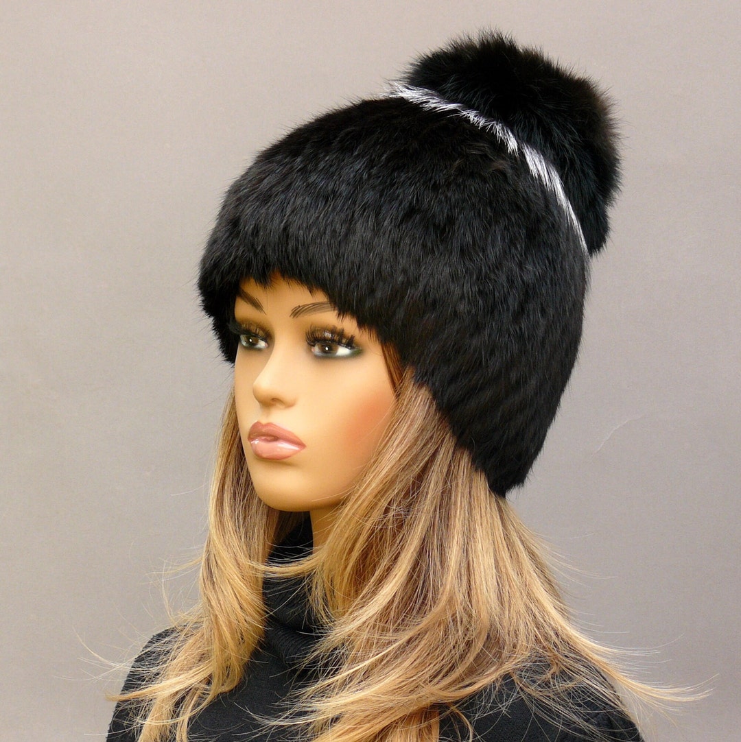 Eric Javits Black Bunny Wool Hat with Rabbit Fur Trim One Size NWT Eric Javits Bonanza Western Rabbit Felt Black Hat H1014 for  main image 3