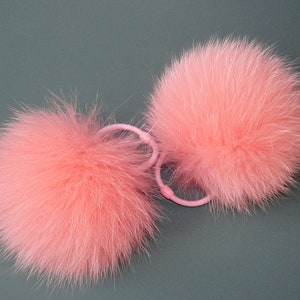 Furry Hair Elastic, Fox Fur Scrunchies, Pom Pom Fluffy Scrunchie, Pink Hair Accessories, Fur Band, Teenager Gift, Hair Accessories Gift